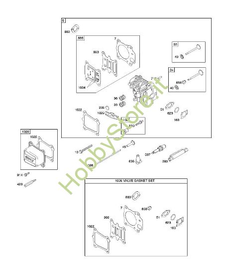 F - Testata, set guarnizioni valvole, valvole B&S - 12 €¦ 122Q02-0171-B1 brand Stihl
